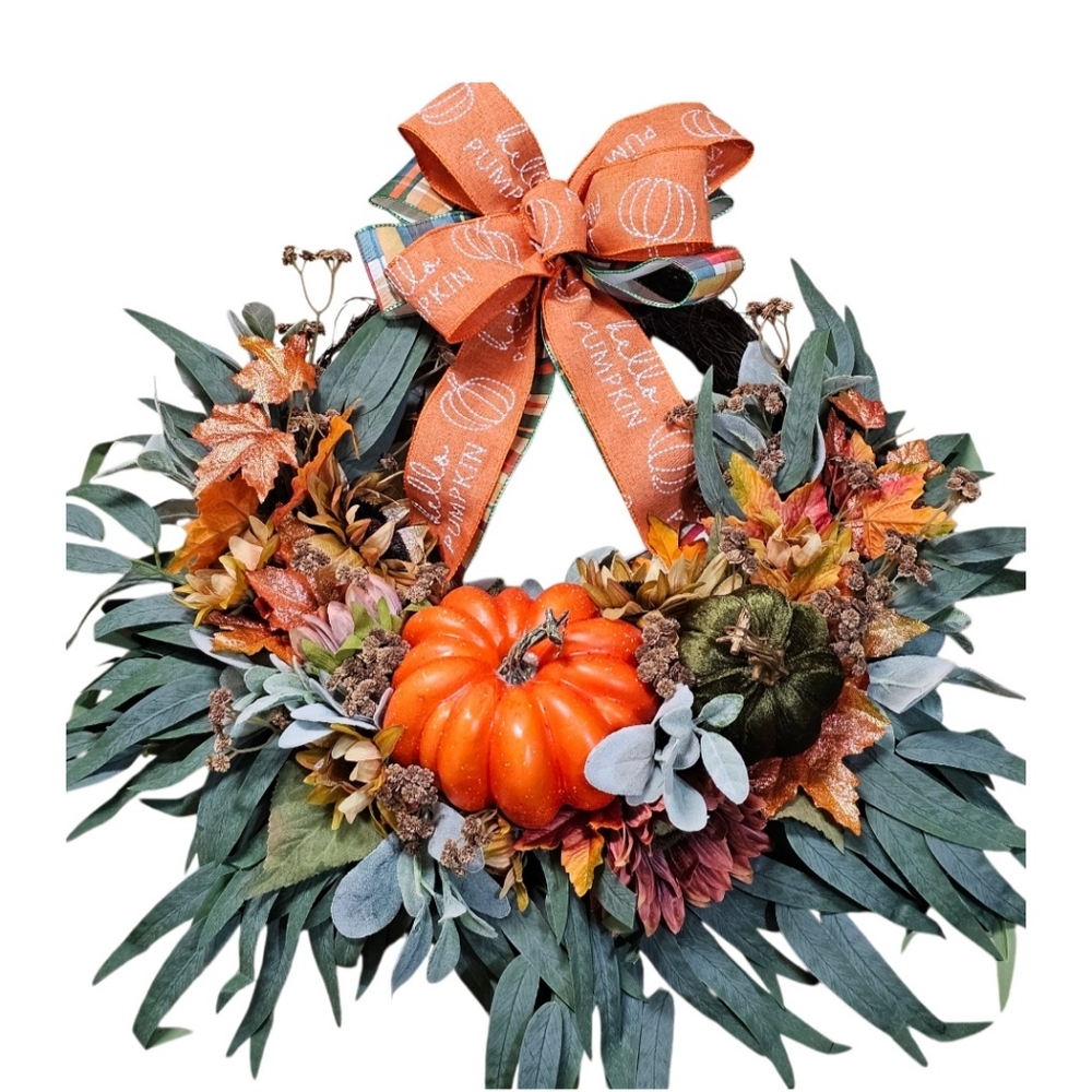 Hello Pumpkin fall wreath